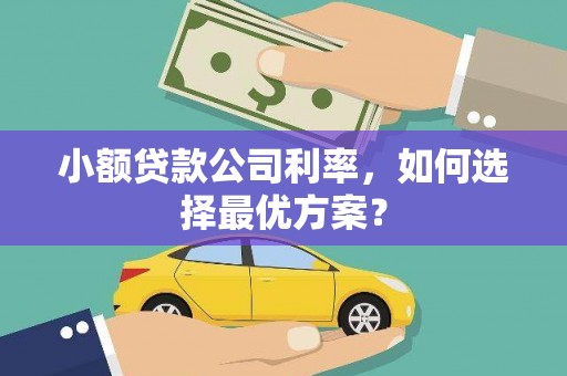 三台小额贷款公司利率，如何选择最优方案？